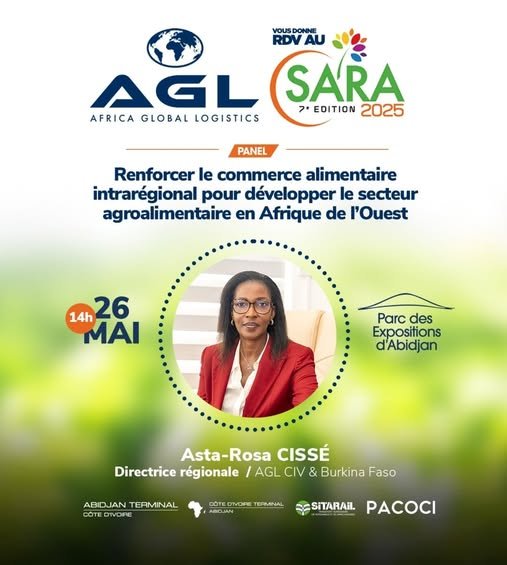 Côte d’Ivoire : SARA 2025, le renforcement du commerce alimentaire intrarégional au centre d’un panel qu’animera la Directrice Régionale d’AGL