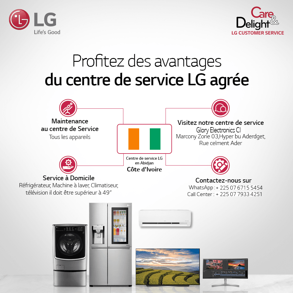 LG fournit un service de réparation aux clients en Côte d’Ivoire 